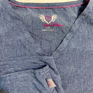 Smitten Heather Blue Small Scrub Set